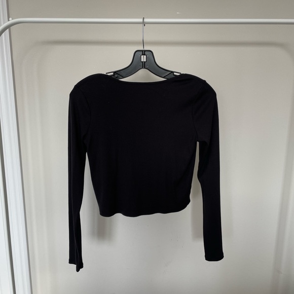 BLACK Aritzia Wilfred Tie-Front Longsleeve - Picture 4 of 5